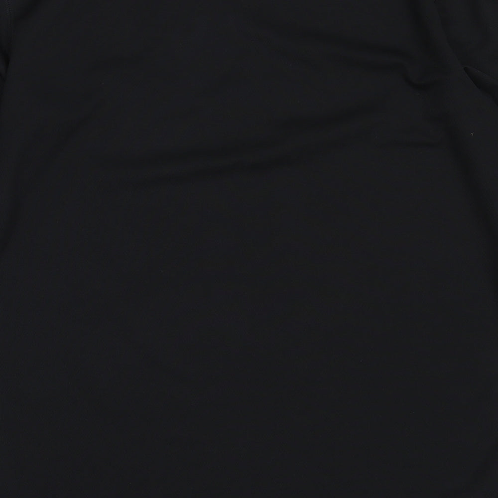 Campri Mens Black  Polyester Basic T-Shirt Size XL Round Neck