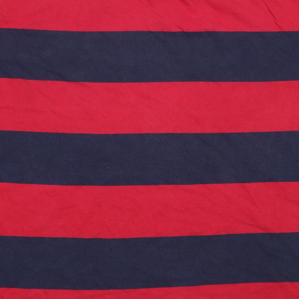 Tommy Hilfiger Mens Red Striped Cotton  T-Shirt Size L Round Neck