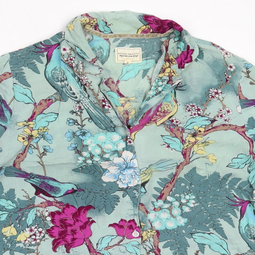 Escape Reality Womens Green  Viscose Basic Button-Up Size 18 Collared