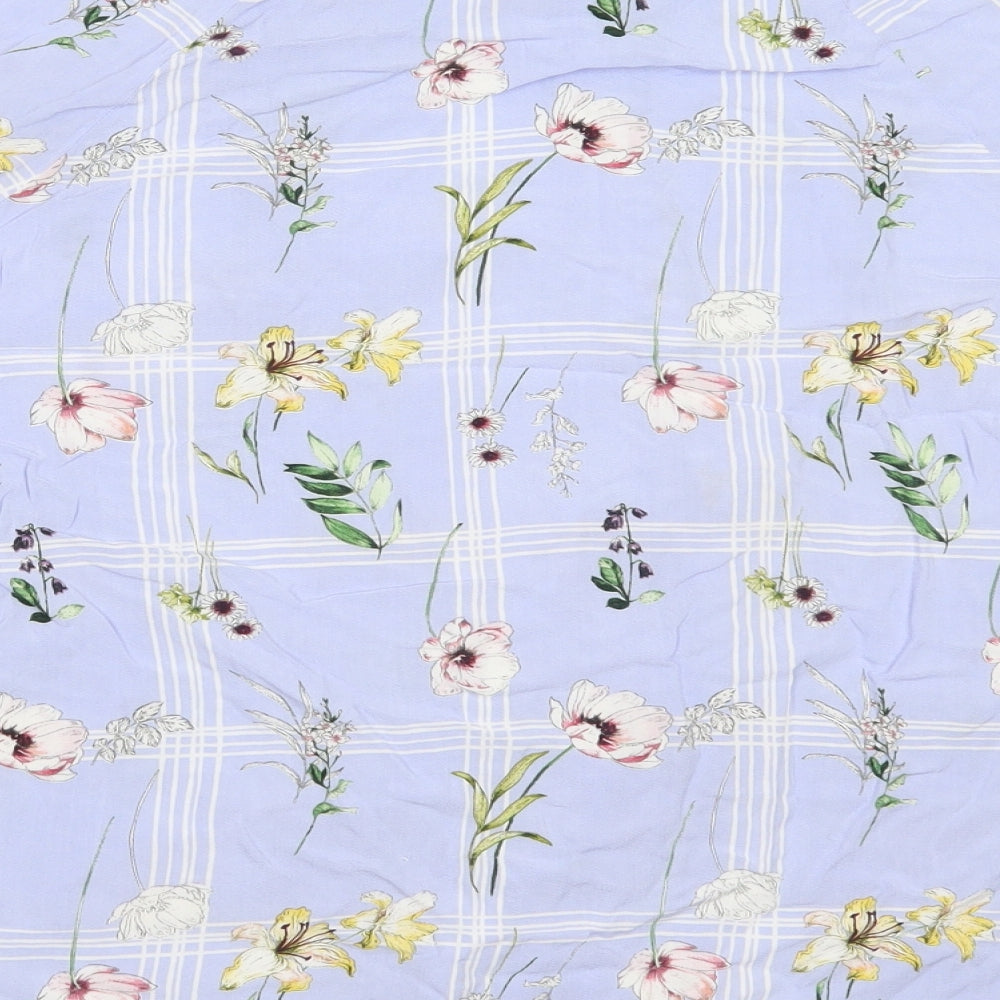 TU Womens Purple Floral Viscose Basic Button-Up Size 20 Collared