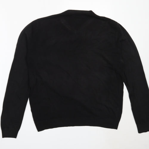 Atlantic Bay Mens Black V-Neck  Acrylic Pullover Jumper Size M