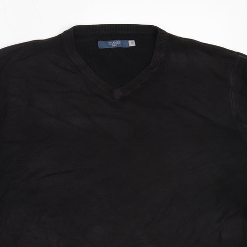 Atlantic Bay Mens Black V-Neck  Acrylic Pullover Jumper Size M