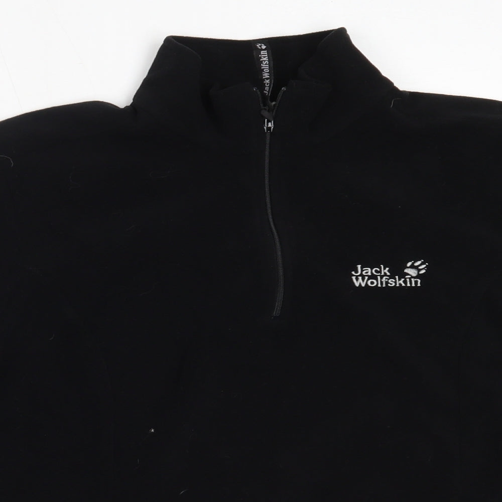 Jack Wolfskin Womens Black  Polyester Henley Sweatshirt Size 14