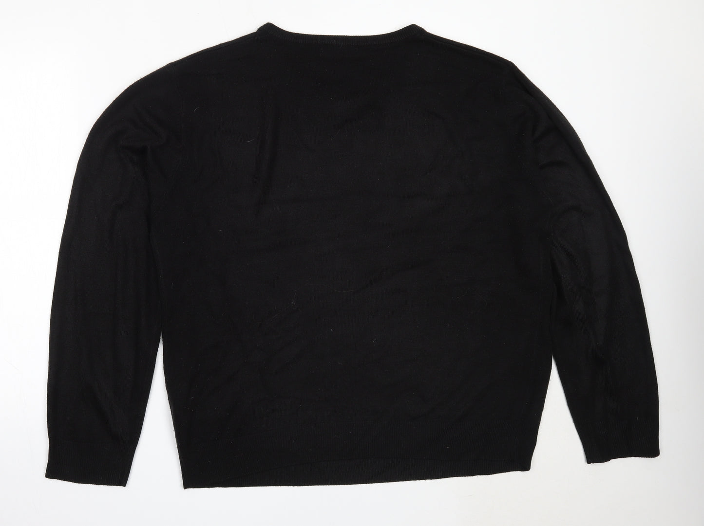 Cedar Wood State Mens Black V-Neck  Acrylic Pullover Jumper Size XL
