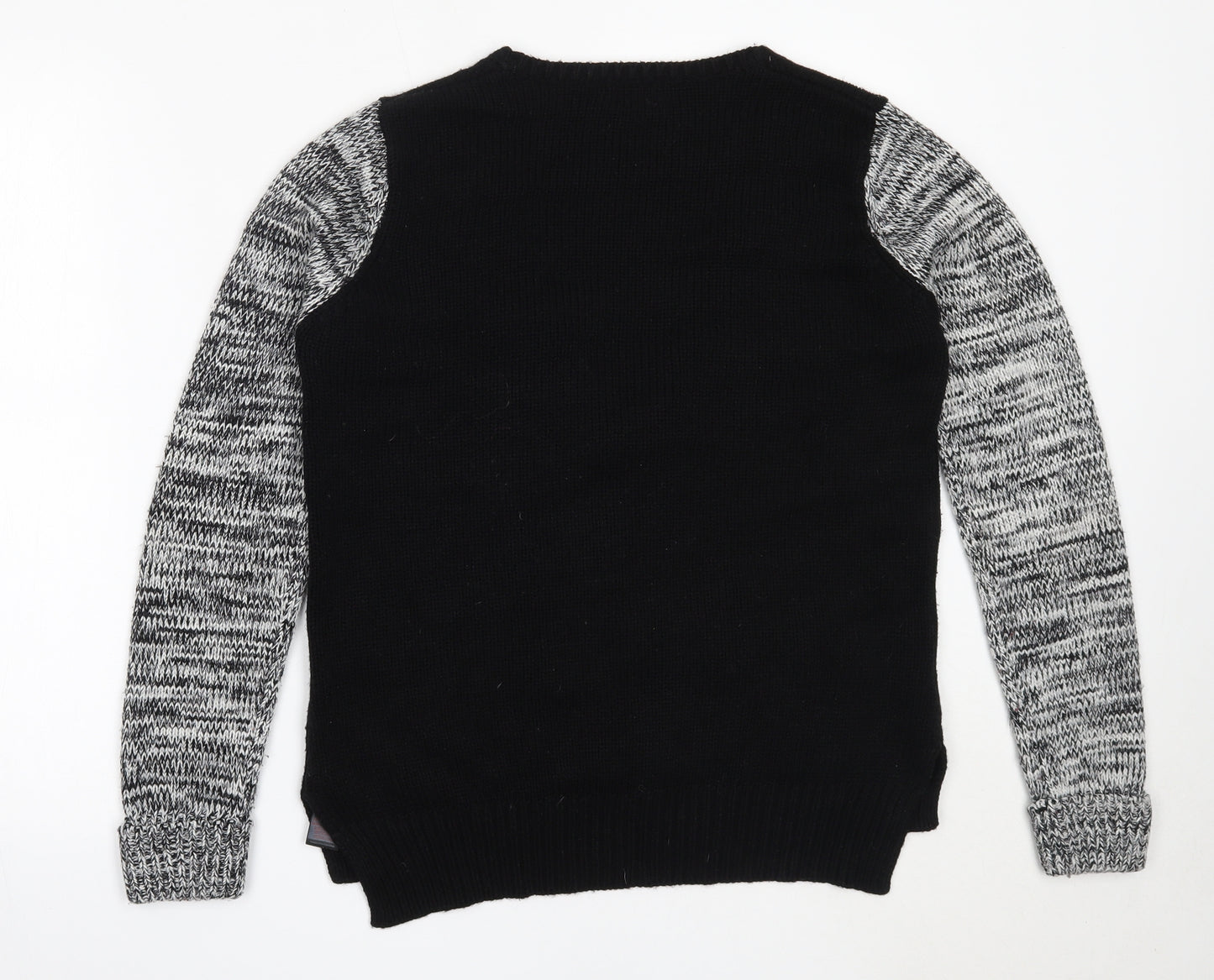 F&F Womens Black V-Neck  Acrylic Cardigan Jumper Size 12