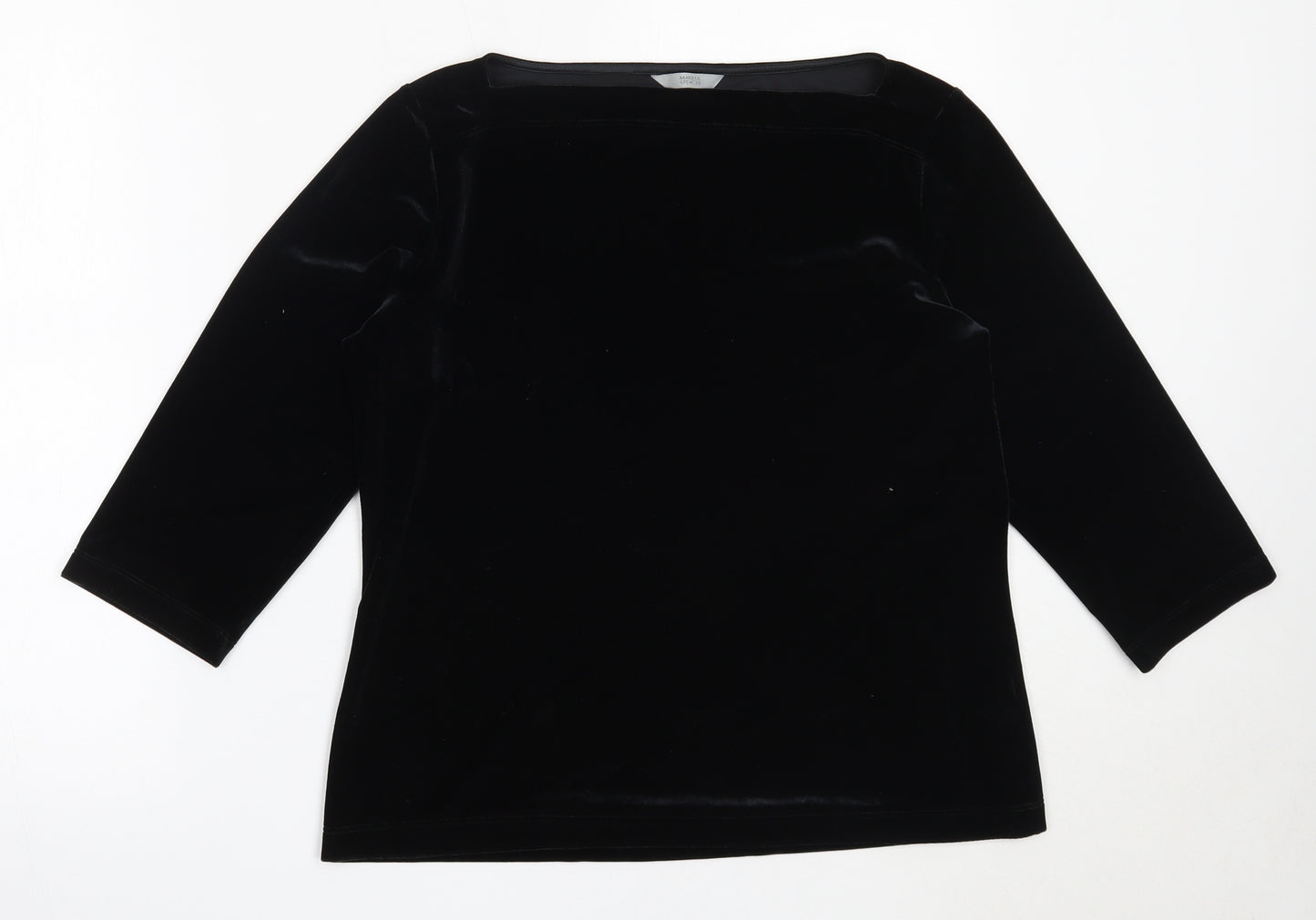 Marks and Spencer Womens Black  Polyester Basic Blouse Size 16 Square Neck