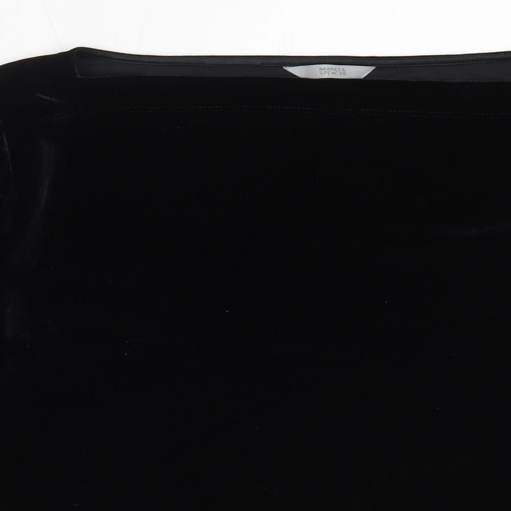 Marks and Spencer Womens Black  Polyester Basic Blouse Size 16 Square Neck