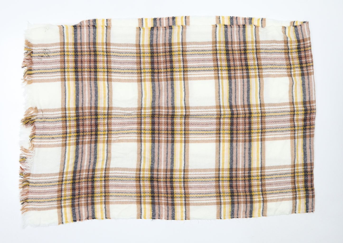 H&M Womens Ivory Check Acrylic  Shawl/Wrap