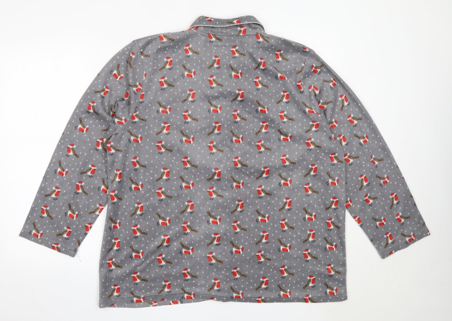 M&Co Womens Grey Solid Polyester Top Pyjama Top Size 20   - Christmas Robin
