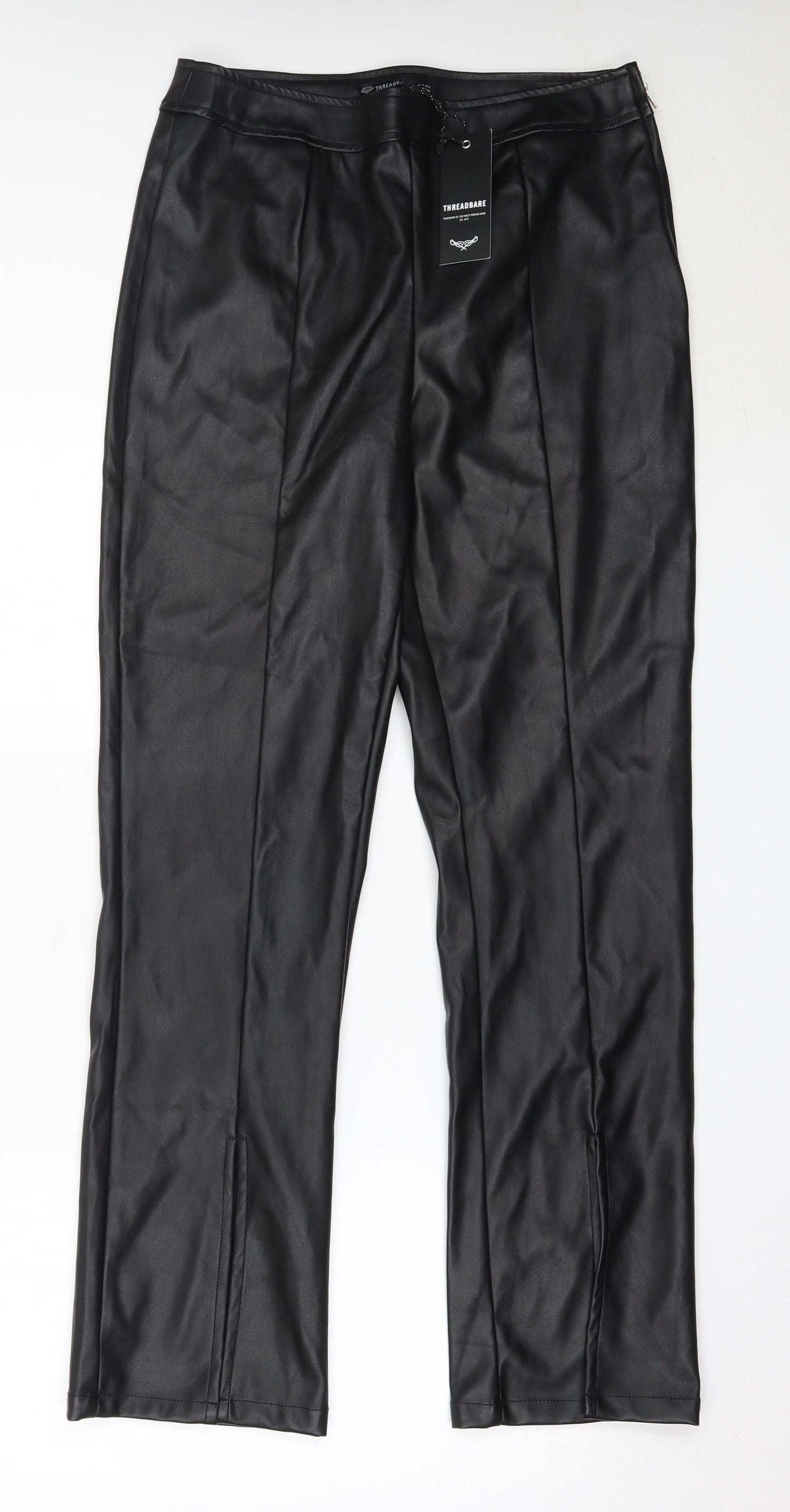 Threadbare Womens Black  Polyurethane Trousers  Size 12 L31 in Regular