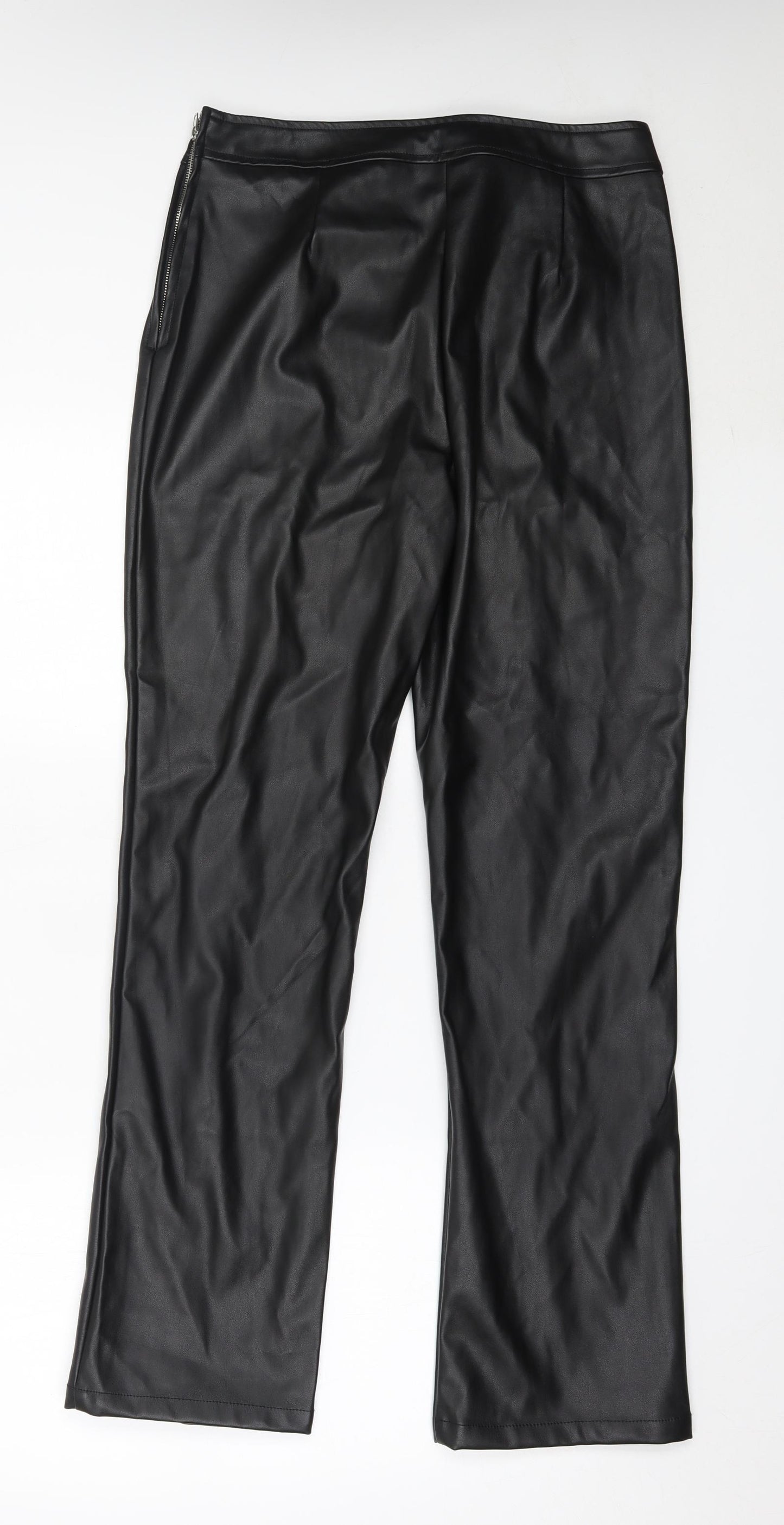 Threadbare Womens Black  Polyurethane Trousers  Size 12 L31 in Regular