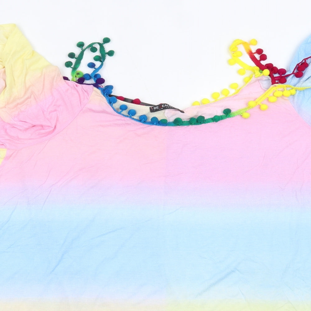 Be Jealous Womens Pink  Viscose Basic T-Shirt Size 24 Round Neck