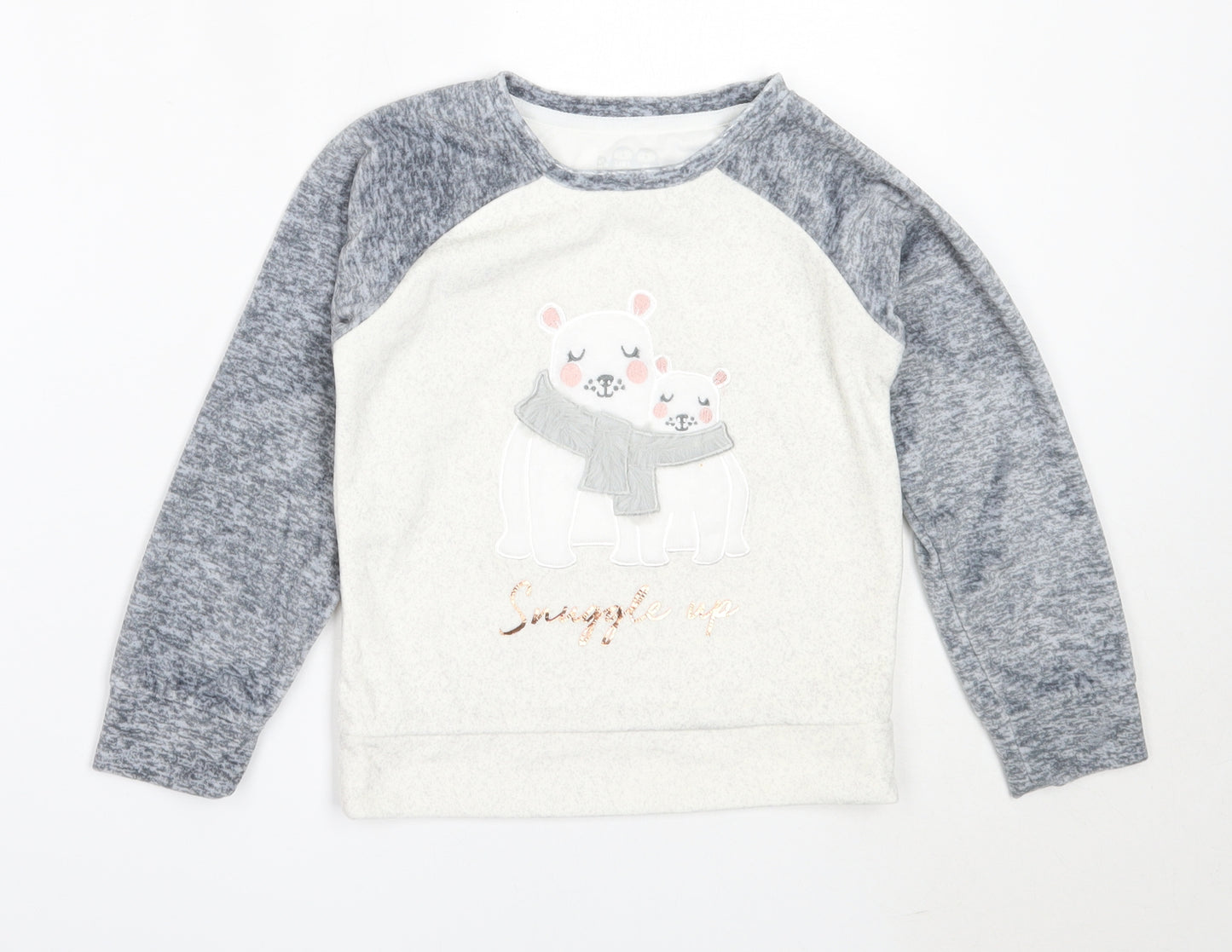 Nutmeg Girls Grey Solid Polyester Top Pyjama Top Size 5-6 Years