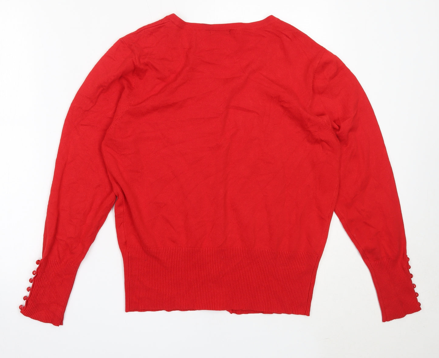 Roman Womens Red Round Neck  Viscose Cardigan Jumper Size 16