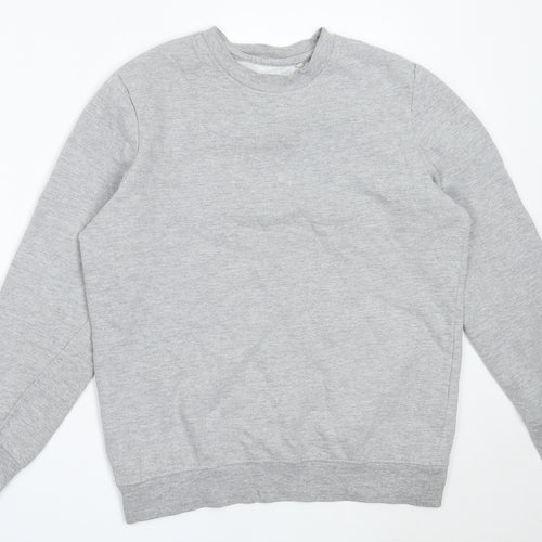 Bershka Womens Grey  Cotton Pullover Sweatshirt Size S