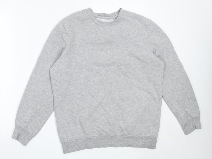 Bershka Womens Grey Cotton Pullover Sweatshirt Size S