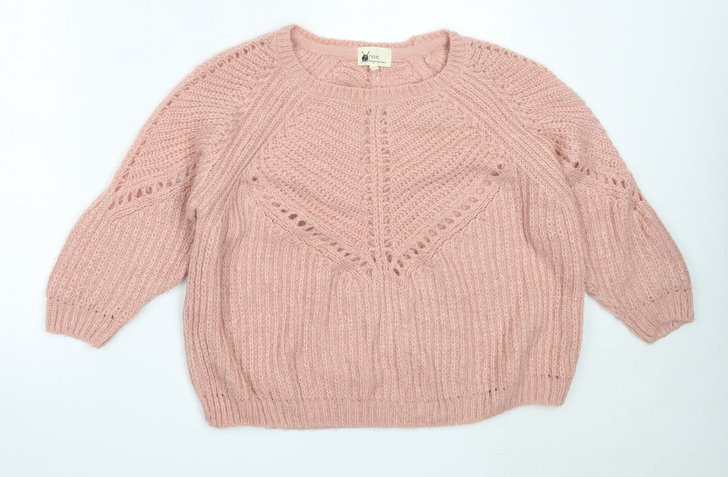 NEXT Womens Pink Round Neck  Acrylic Pullover Jumper Size 14