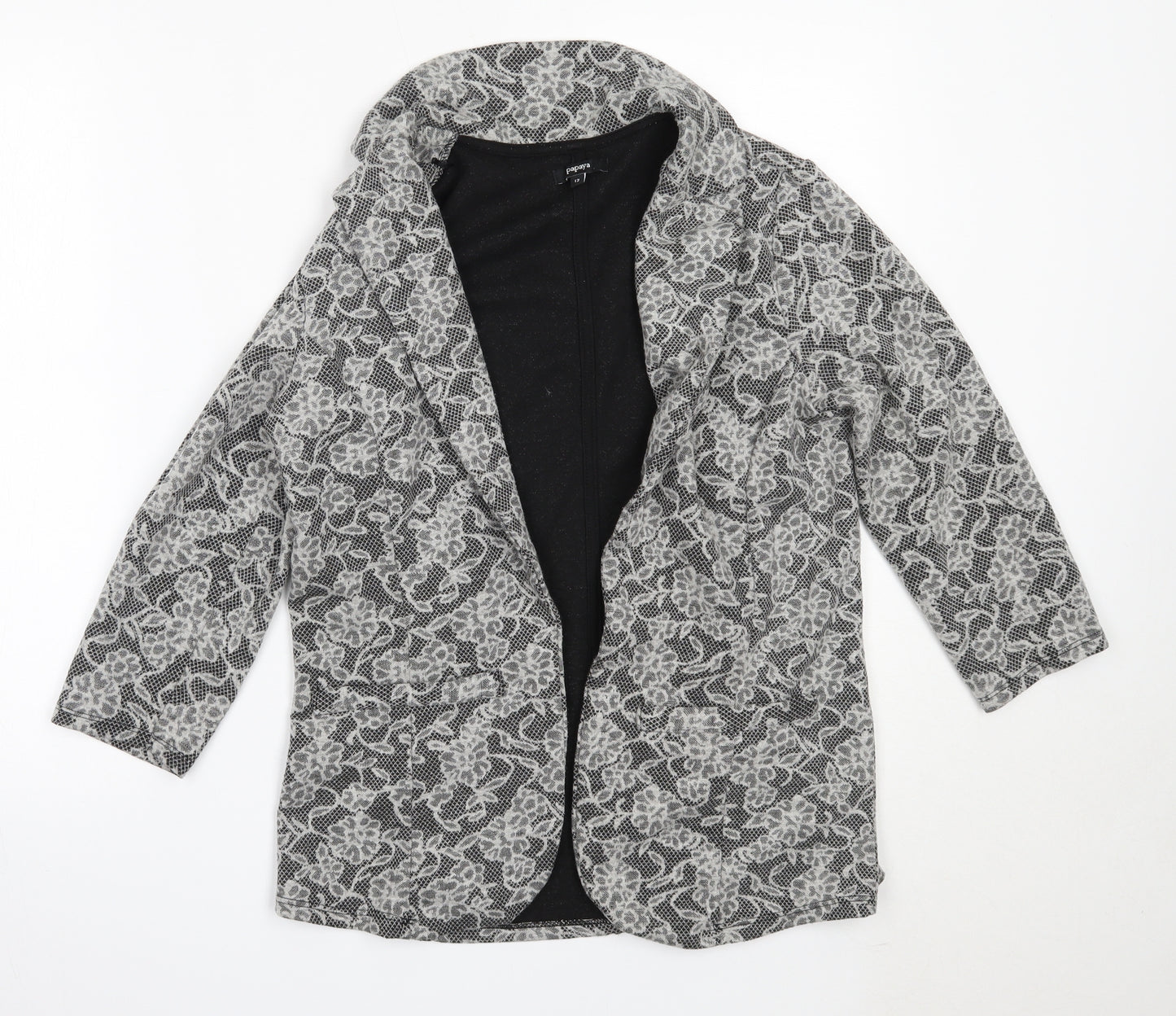 Papaya Womens Grey Floral  Jacket  Size 12