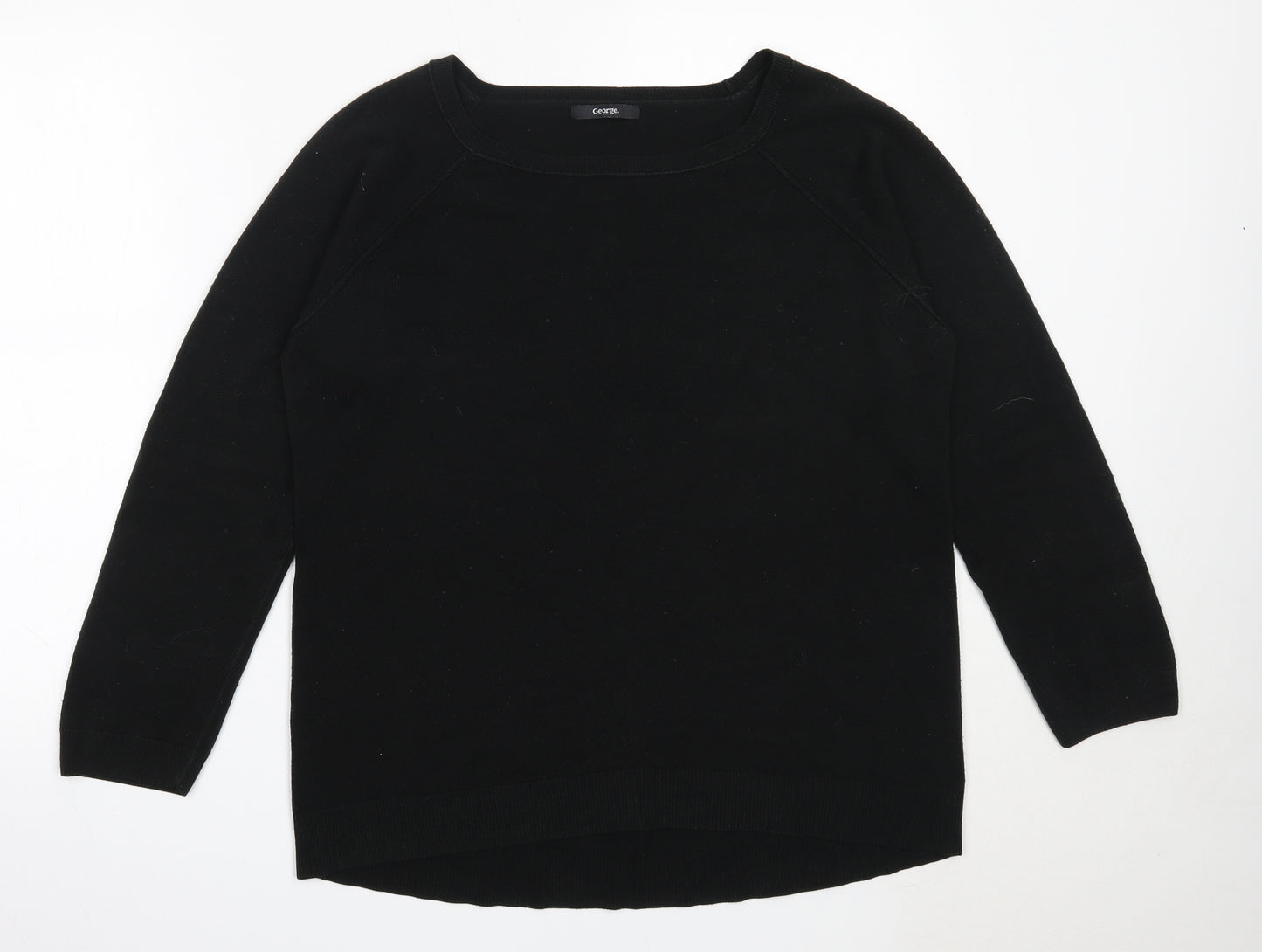 George Womens Black Round Neck  Acrylic Pullover Jumper Size 16
