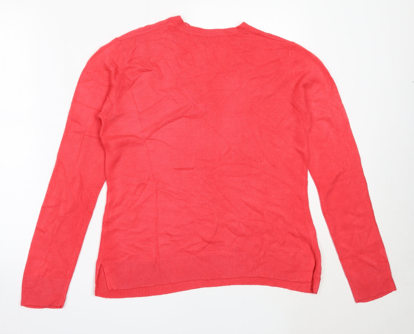 Marks and Spencer Womens Pink V-Neck  Acrylic Pullover Jumper Size 12