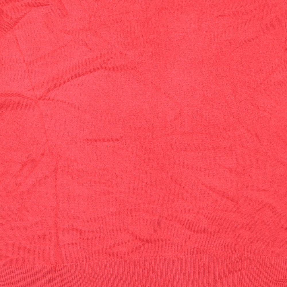 Marks and Spencer Womens Pink V-Neck  Acrylic Pullover Jumper Size 12