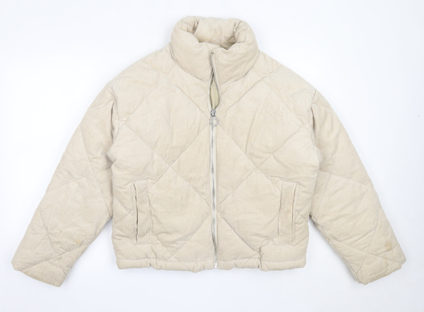 Topshop Womens Beige   Puffer Jacket Coat Size 10  Zip