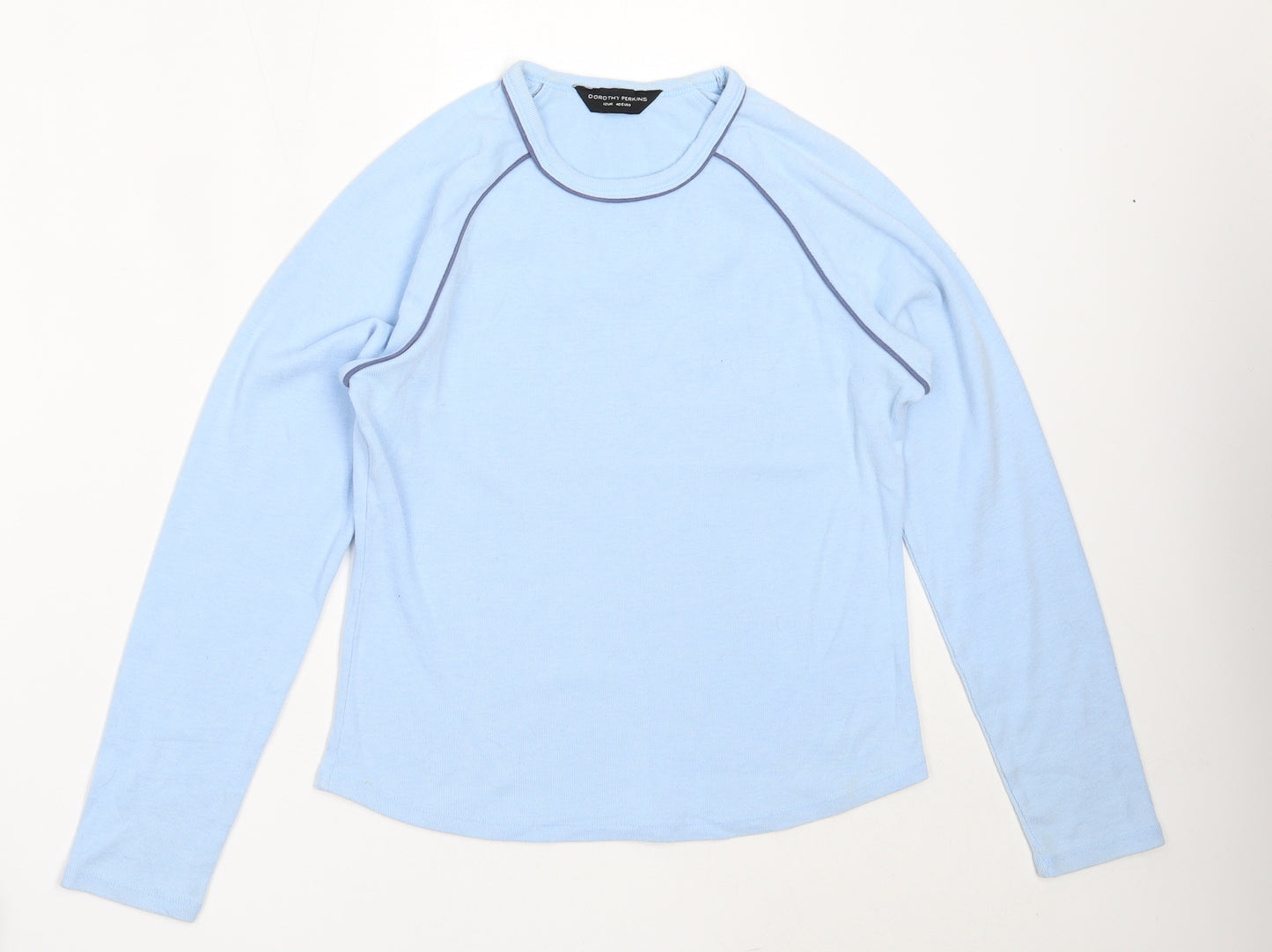 Dorothy Perkins Womens Blue  Cotton Basic T-Shirt Size 12 Round Neck
