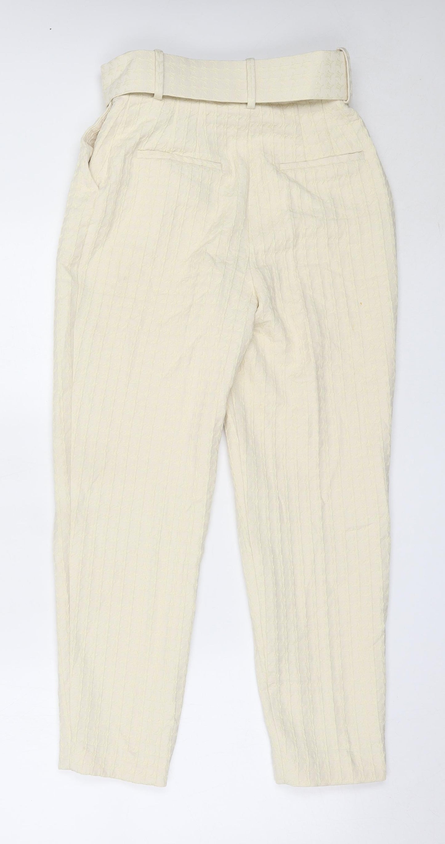 Preworn Womens Ivory  Polyester Capri Trousers Size 28 in L26 in Regular
