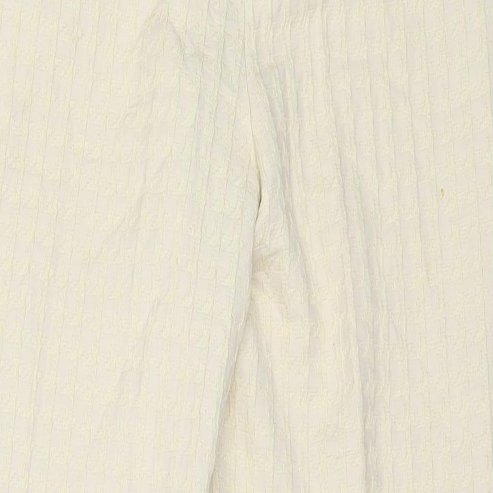 Preworn Womens Ivory  Polyester Capri Trousers Size 28 in L26 in Regular