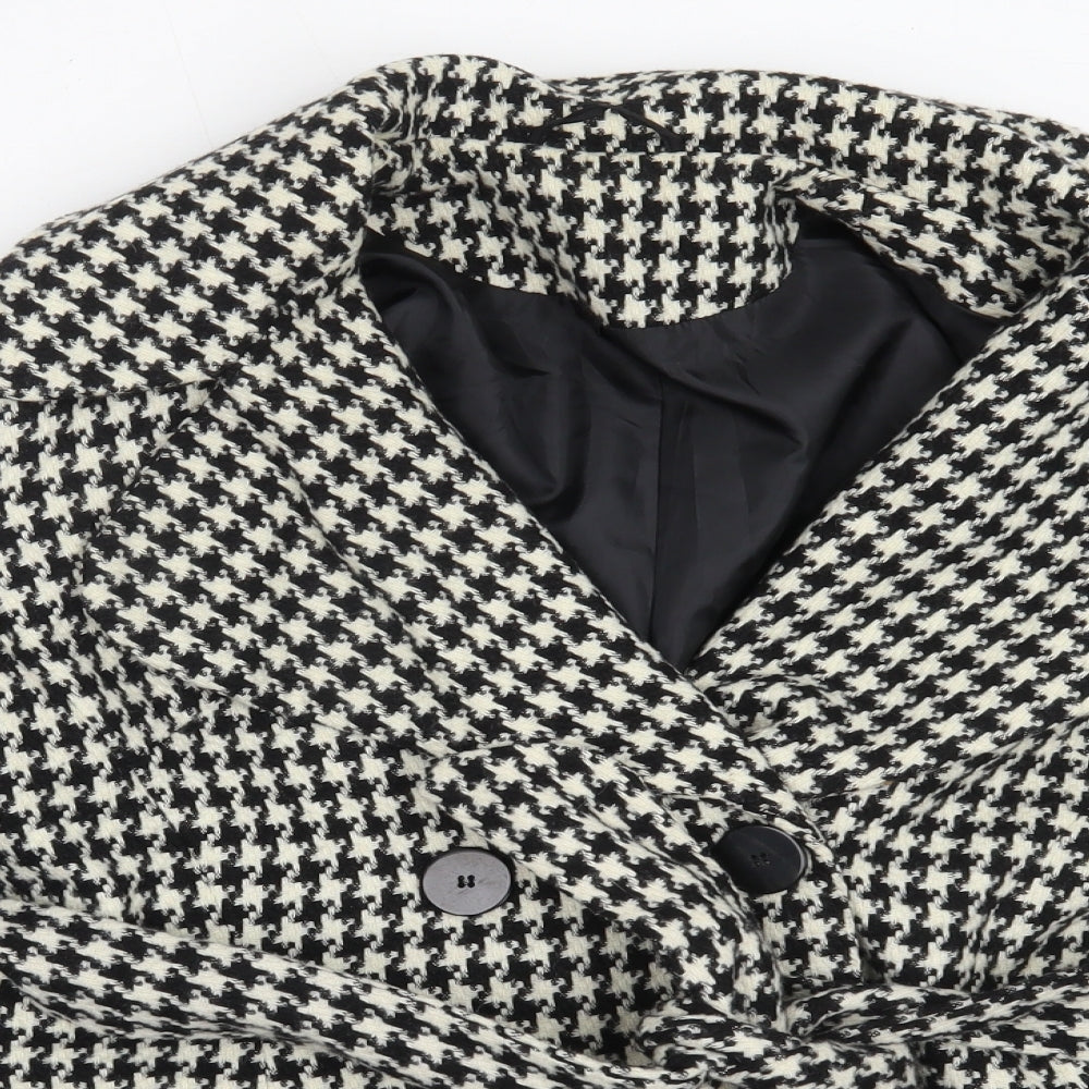 Dorothy Perkins Womens Ivory Houndstooth  Overcoat Coat Size 12