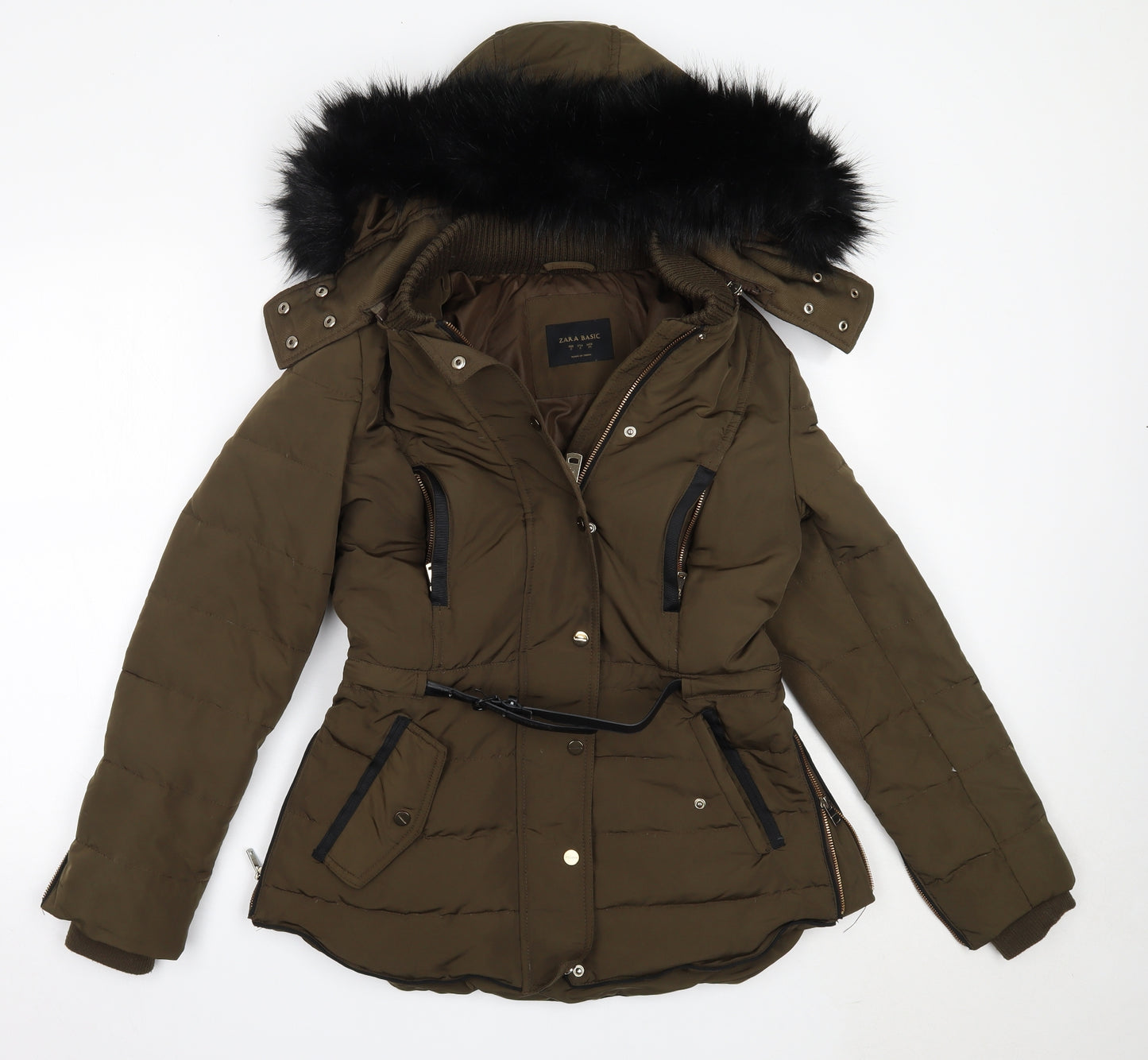 Zara Womens Green   Parka Coat Size S