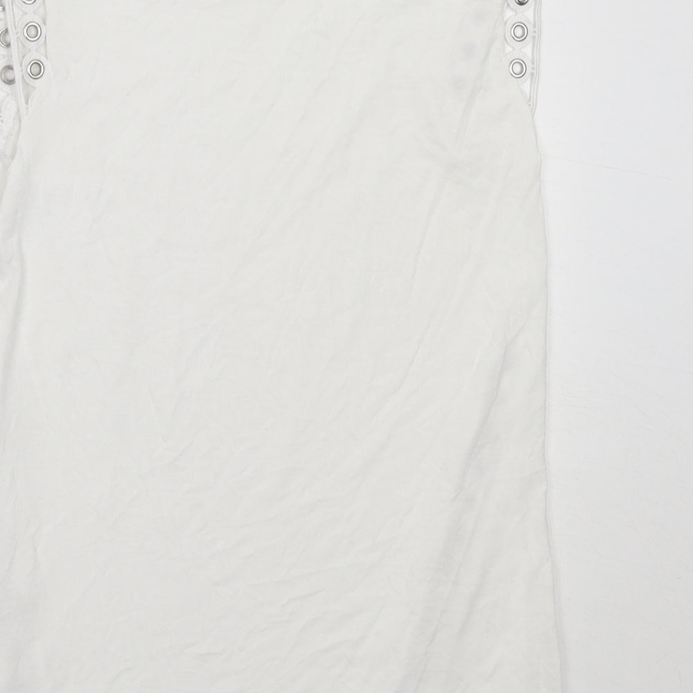 GUESS Womens White  Viscose Basic Tank Size XS Round Neck