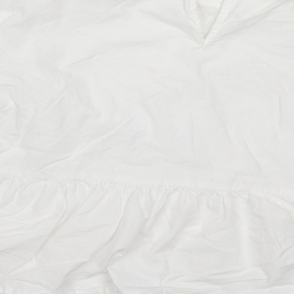 New Look Womens White  Cotton Basic Blouse Size 14 Round Neck