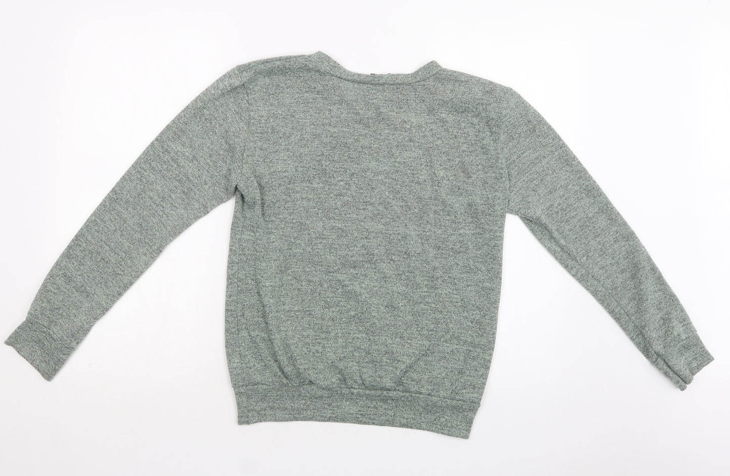 Silk Womens Green  Polyester Basic Blouse Size M Crew Neck