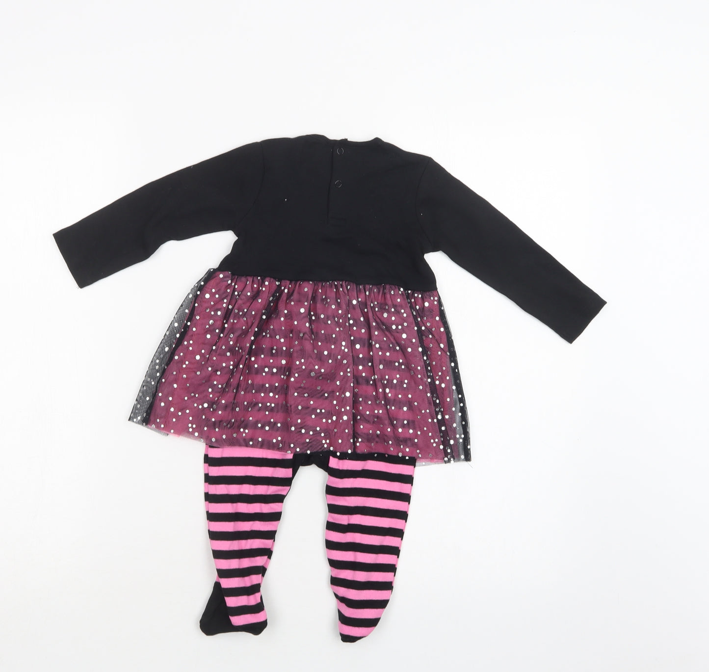 Hallow Scream Baby Black Striped Cotton Catsuit One-Piece Size 9-12 Months  Snap - Fancy Dress