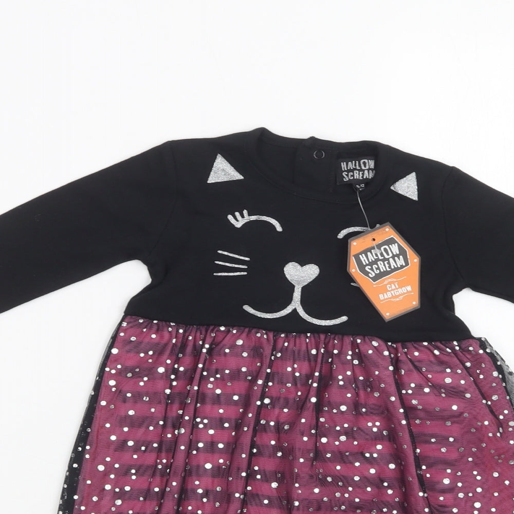 Hallow Scream Baby Black Striped Cotton Catsuit One-Piece Size 9-12 Months  Snap - Fancy Dress