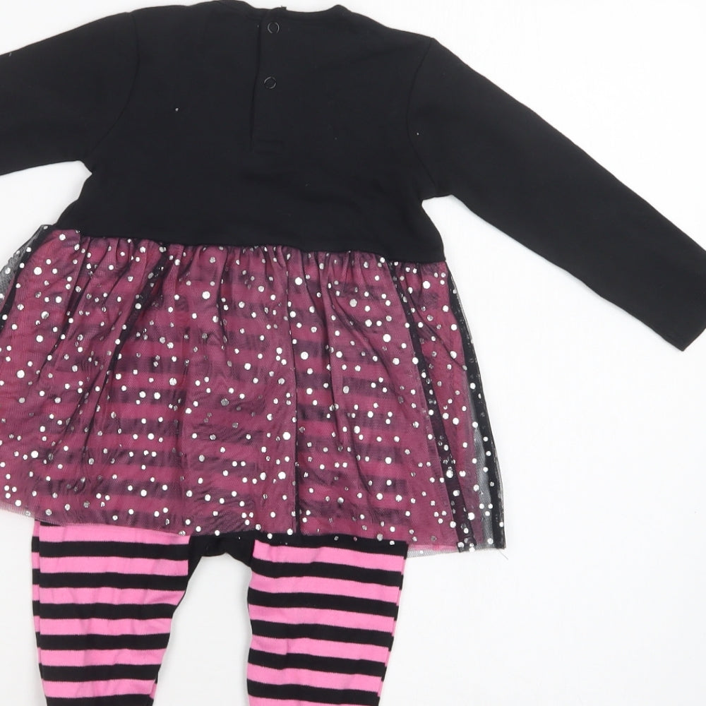Hallow Scream Baby Black Striped Cotton Catsuit One-Piece Size 9-12 Months  Snap - Fancy Dress