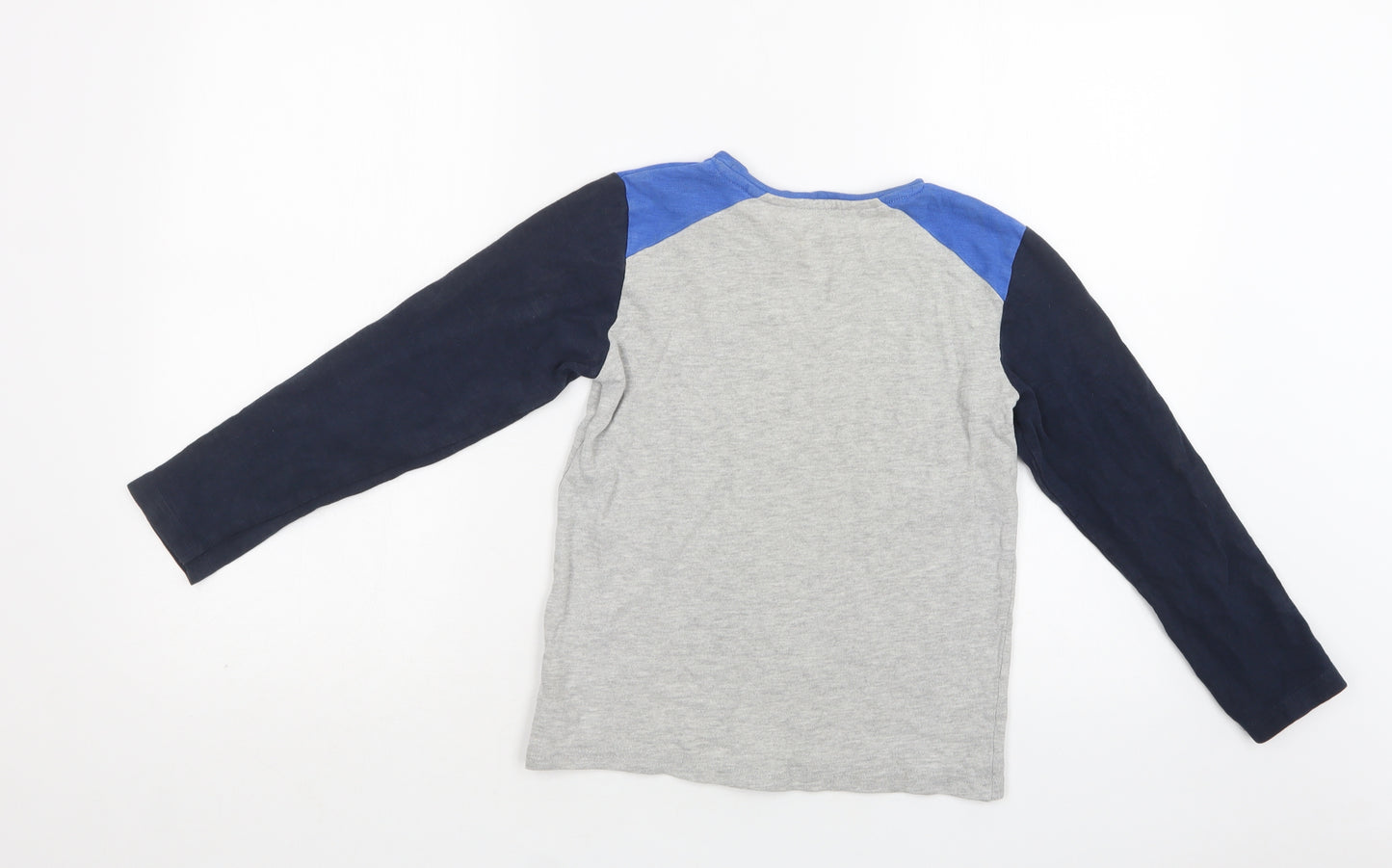 NEXT Boys Grey Colourblock Cotton Basic T-Shirt Size 8 Years Crew Neck