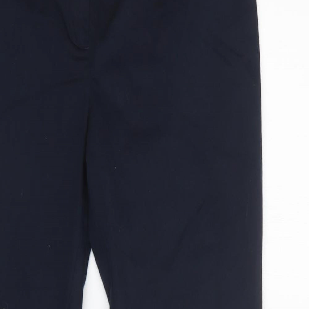 M&S Womens Blue  Cotton Dress Pants Trousers Size 10 L32 in Regular Hook & Loop
