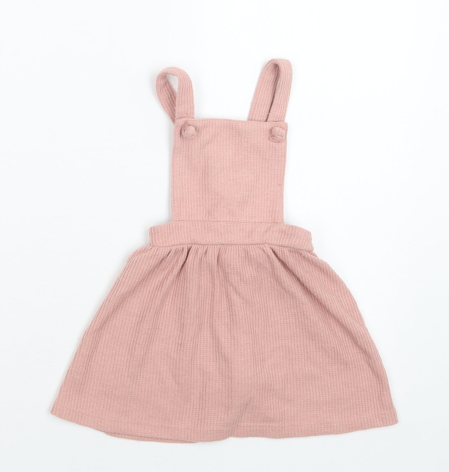 George Baby Pink  Polyester Pinafore/Dungaree Dress  Size 12-18 Months  Square Neck Button
