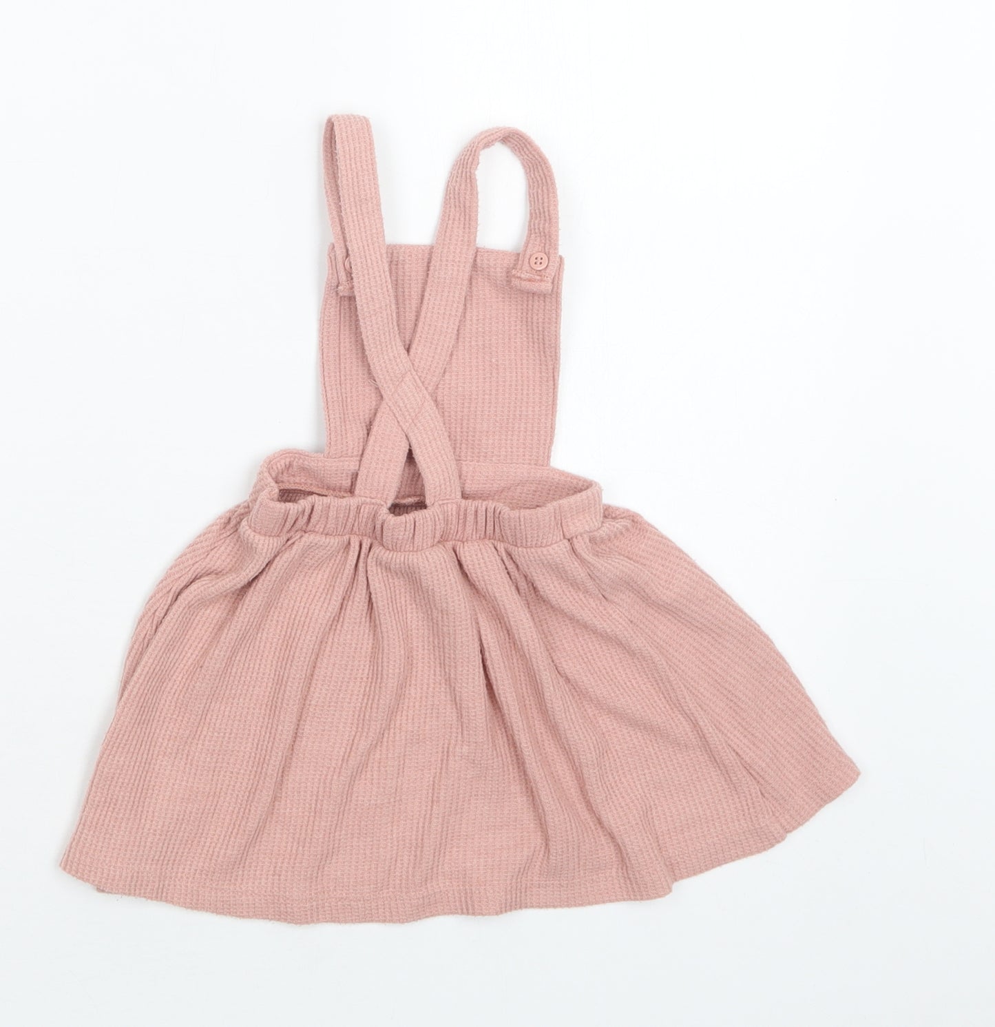 George Baby Pink  Polyester Pinafore/Dungaree Dress  Size 12-18 Months  Square Neck Button