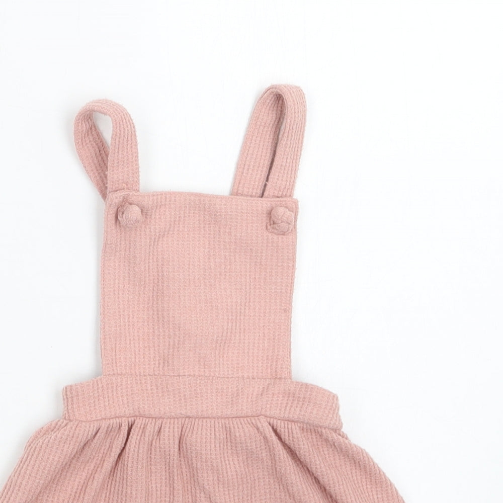 George Baby Pink  Polyester Pinafore/Dungaree Dress  Size 12-18 Months  Square Neck Button