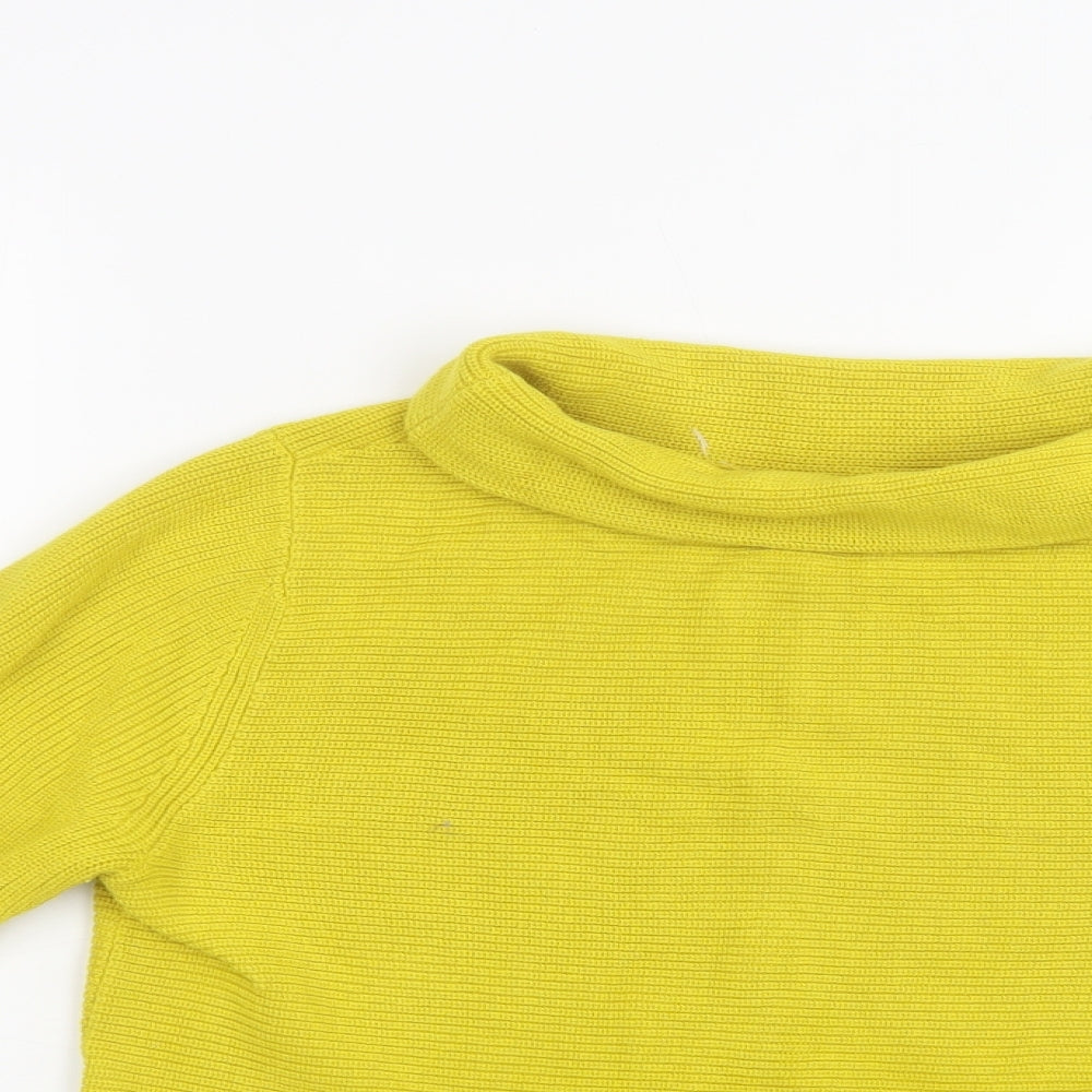 Hobbs Womens Yellow Roll Neck  Cotton Pullover Jumper Size M