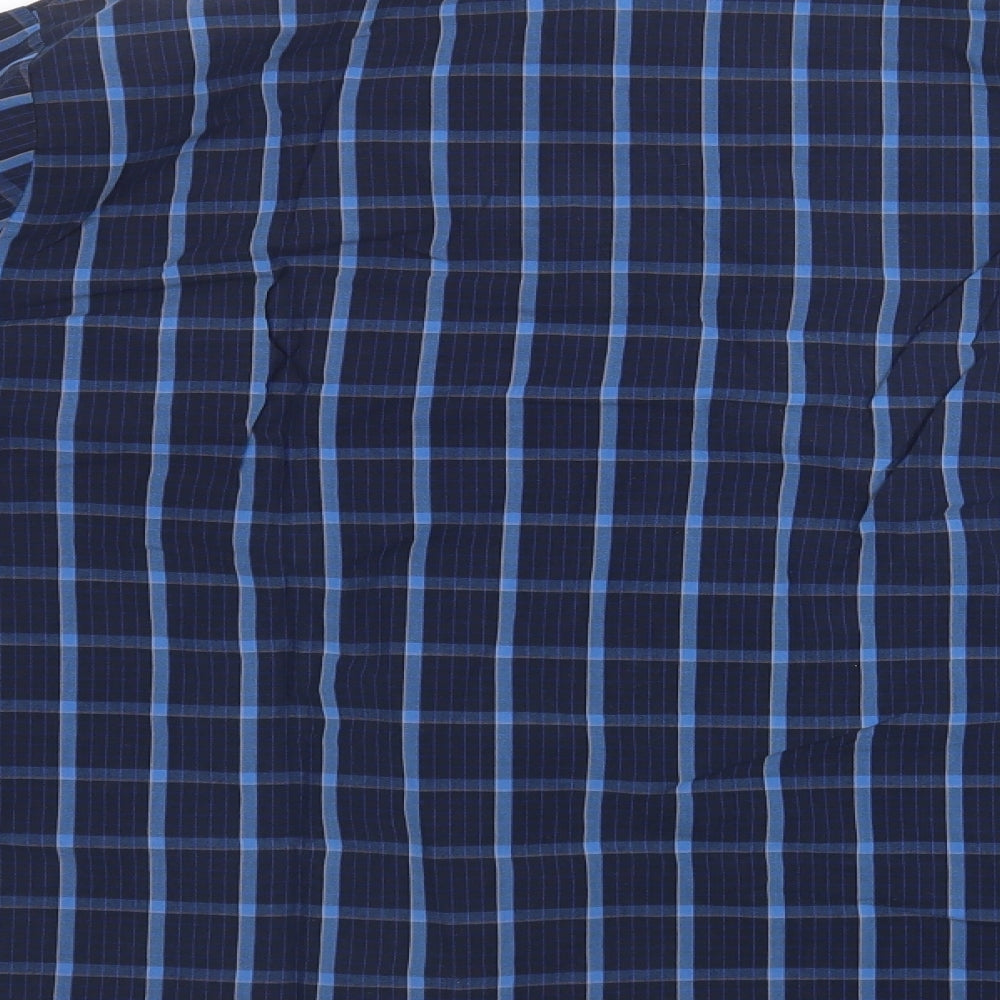 M&S Mens Blue Check Cotton  Pyjama Top Size M  Button