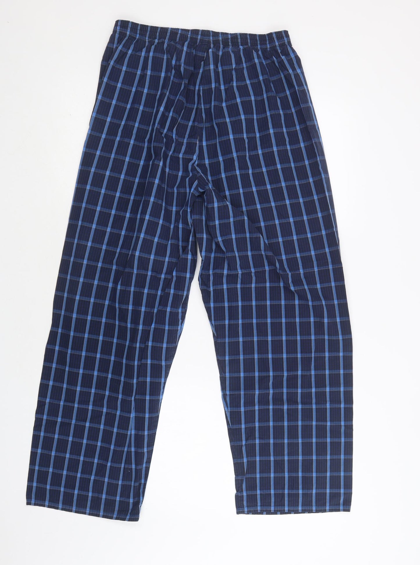 M&S Mens Blue Check Cotton  Pyjama Pants Size M