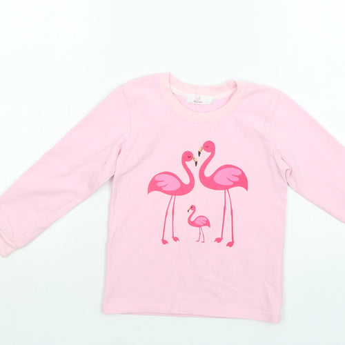 Baywell Girls Pink  Cotton Basic Blouse Size 4-5 Years Crew Neck  - Flamingo