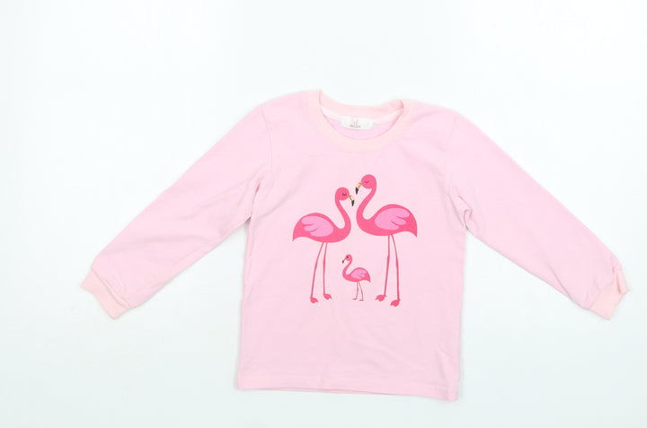 Baywell Girls Pink Cotton Basic Blouse Size 4-5 Years Crew Neck - Flamingo