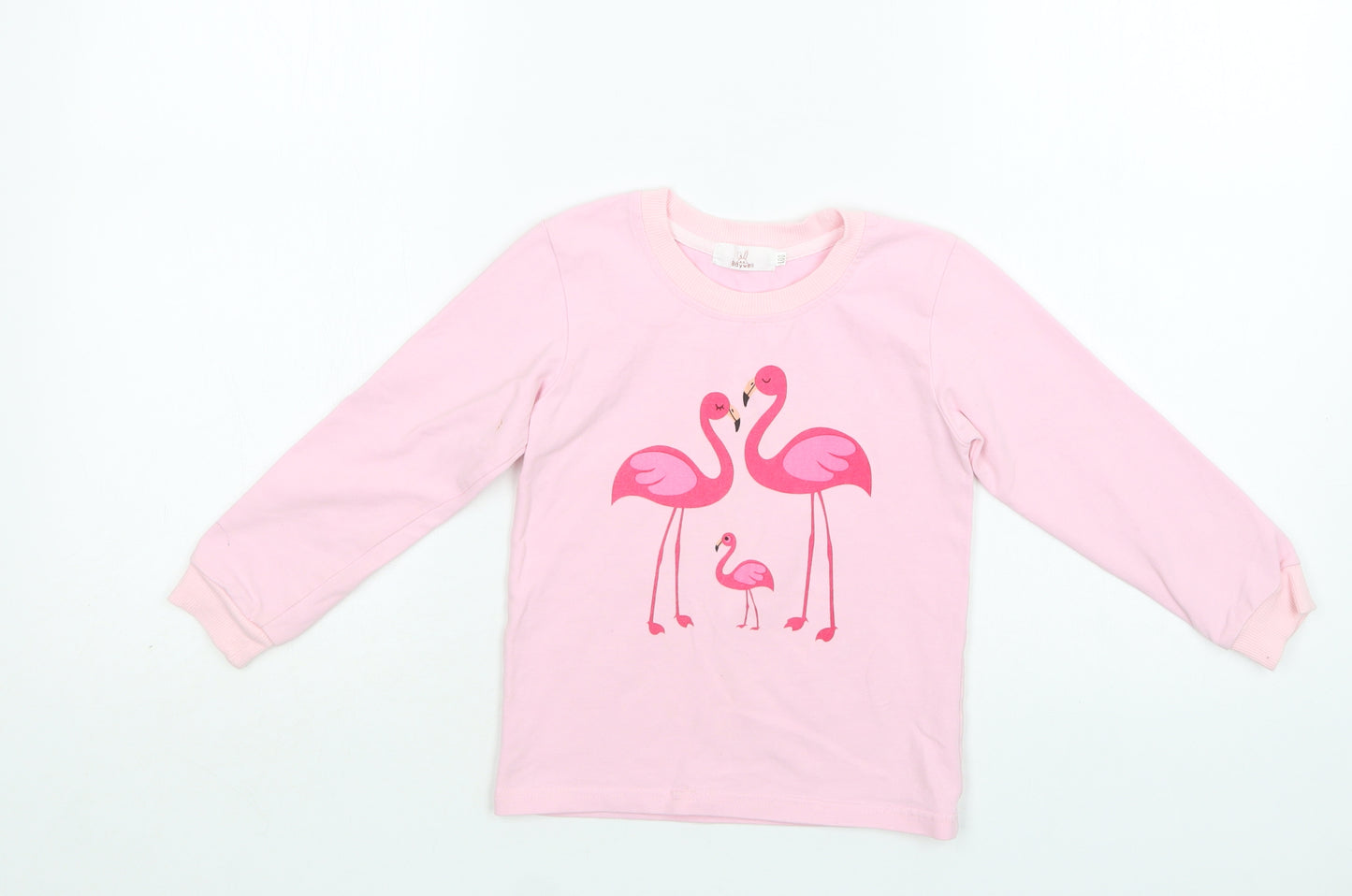 Baywell Girls Pink  Cotton Basic Blouse Size 4-5 Years Crew Neck  - Flamingo
