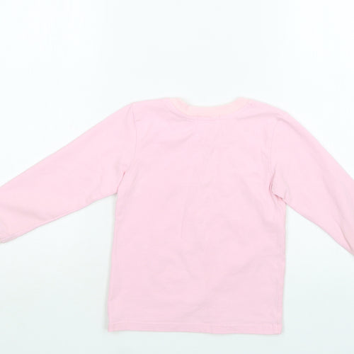 Baywell Girls Pink  Cotton Basic Blouse Size 4-5 Years Crew Neck  - Flamingo