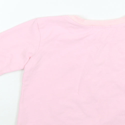 Baywell Girls Pink  Cotton Basic Blouse Size 4-5 Years Crew Neck  - Flamingo